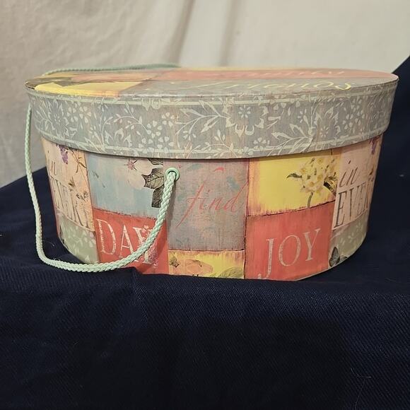 Vintage 2006 Kylie Jordan Ladies Hat Box With Handle, 13” Diameter, 5.5” Height - Picture 2 of 7